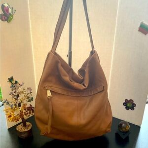 Christopher Kon Leather Caramel Colored Hobo Handbag